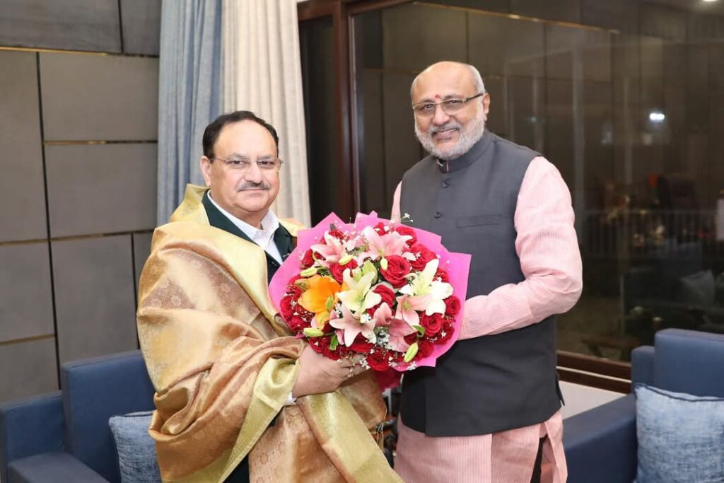 राज्यपाल सी.पी. राधाकृष्णन यांनी आज केंद्रीय आरोग्य व कुटुंब कल्याण मंत्री जे पी नड्डा यांची नवी दिल्ली येथे सदिच्छा भेट घेतली.